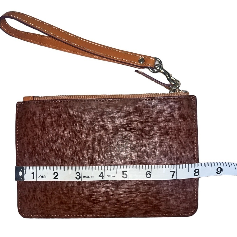{NWOT Dooney & Bourke Saffiano Leather Zip Wristlet Wallet in Brown} - Picture 9 of 10